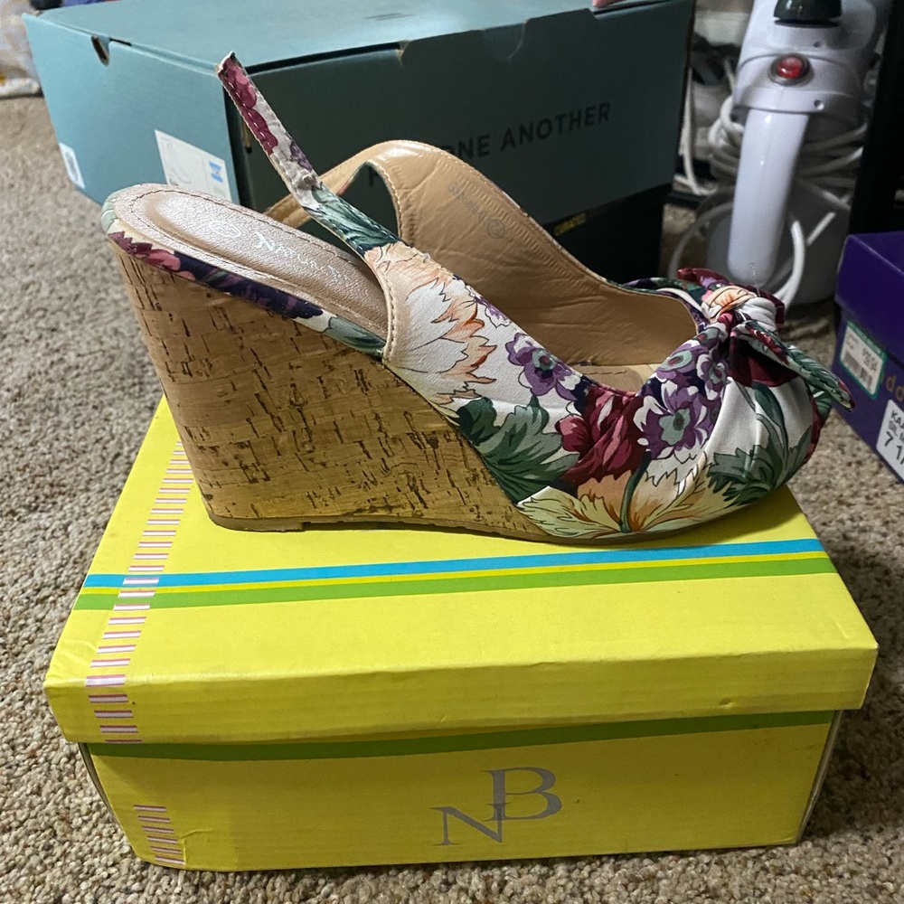 Floral Cork Wedge